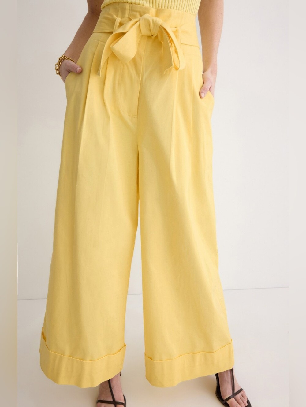 Adam Lippes Tie Waist Wide Leg Pants Size 10